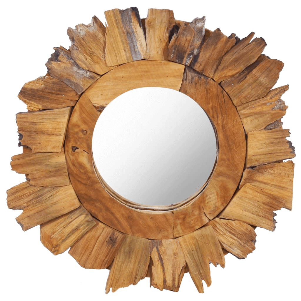 Round Teak Mirror_Unique