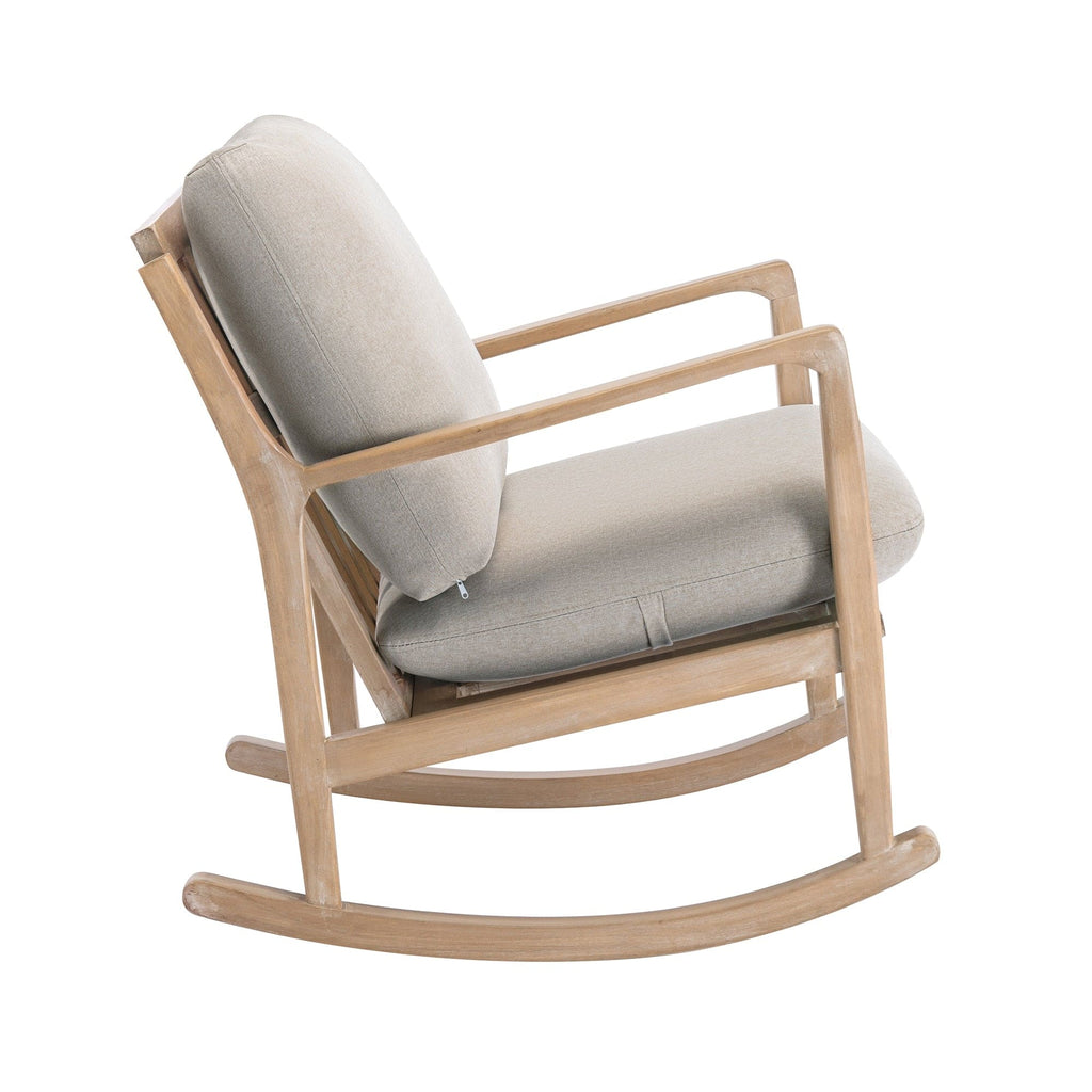 Chair Beige Wood Rocking Chair | Linen and Natural Wood Rocking Chair TipuHome