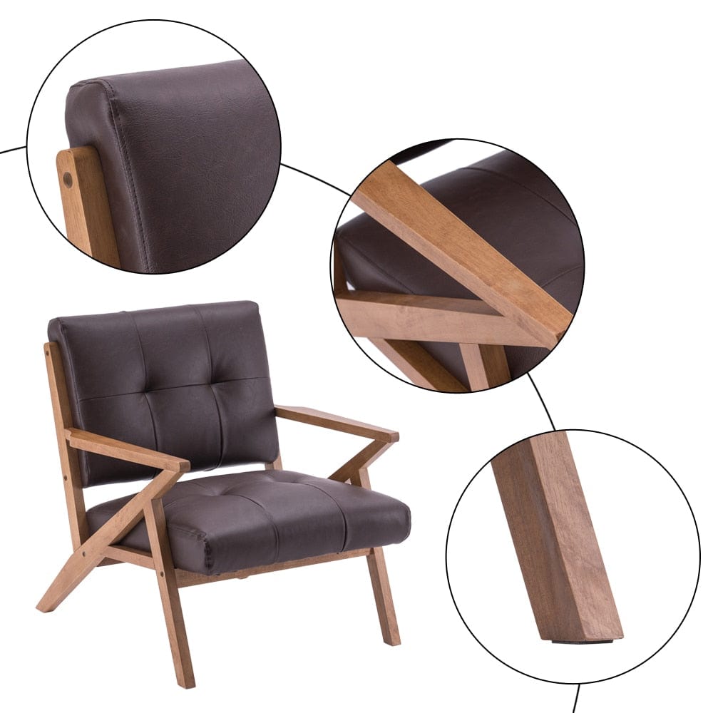 Chair Brown K-Shape Suede Accent Chair | Leather Tufted Chair TipuHome