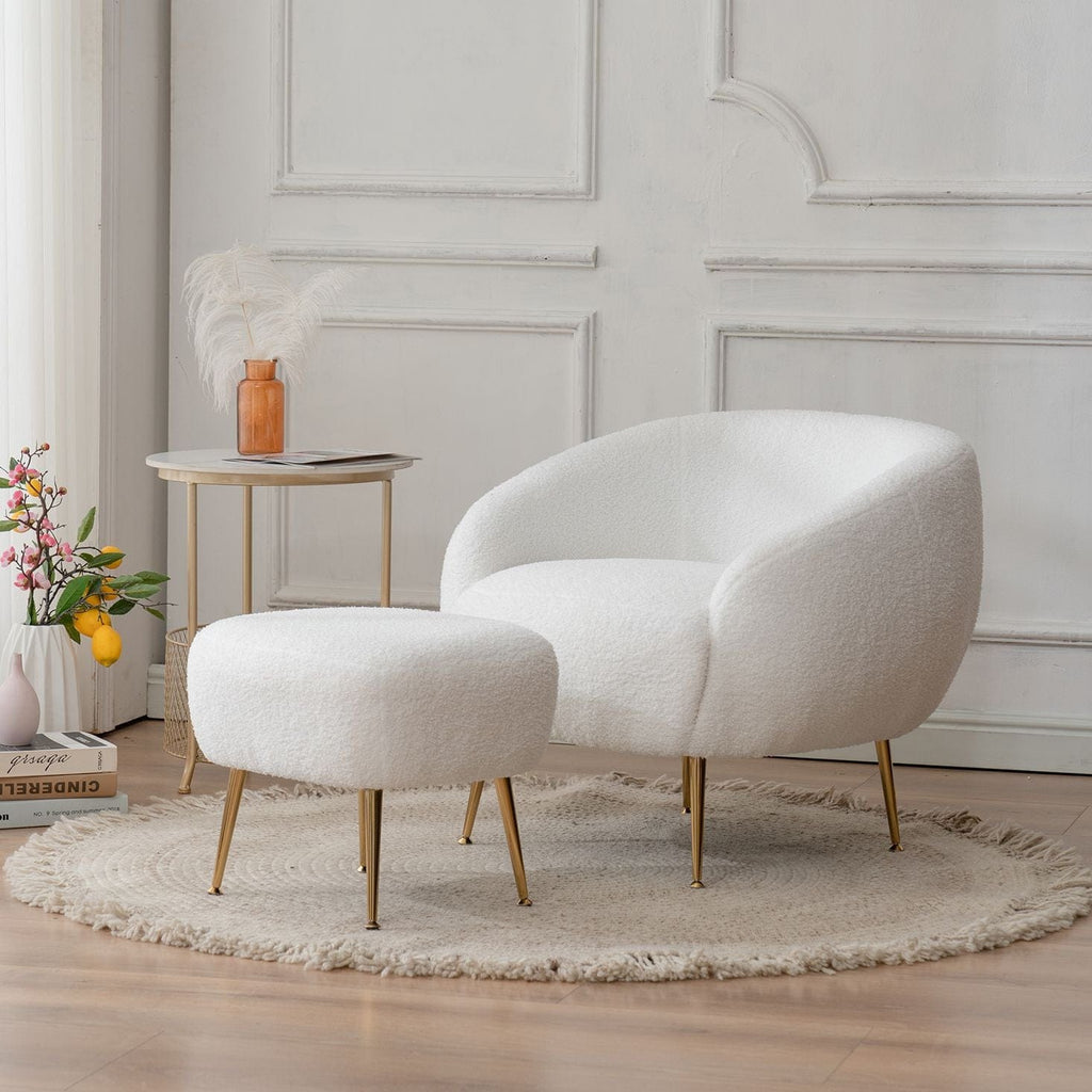 Chair Faux Shearling Barrel Chair | Modern Barrel Chair and Ottoman TipuHome