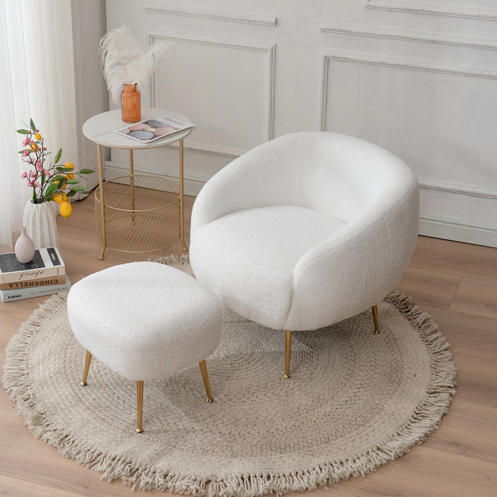 Chair Faux Shearling Barrel Chair | Modern Barrel Chair and Ottoman TipuHome