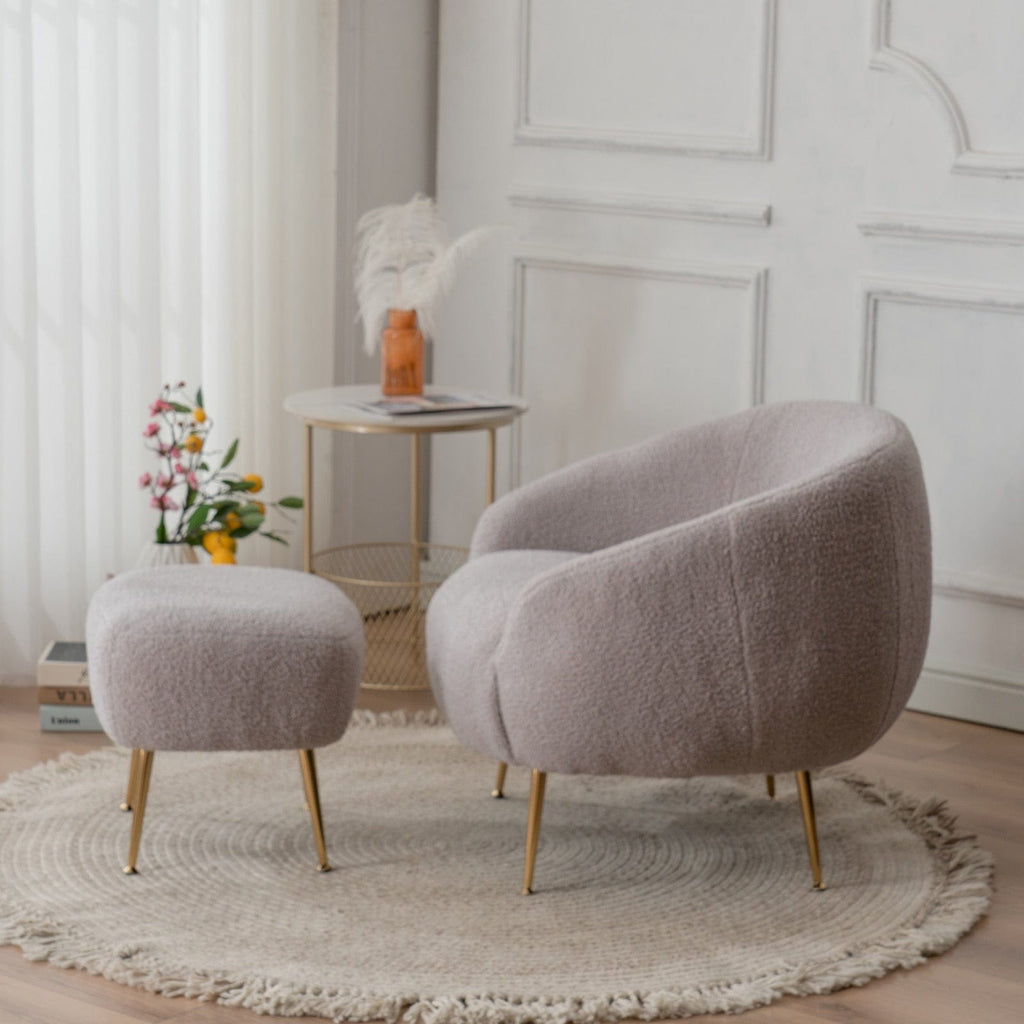 Chair Faux Shearling Barrel Chair | Modern Barrel Chair and Ottoman TipuHome