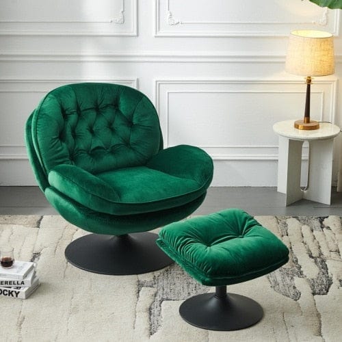 Chair Green Velvet Swivel Chair and Ottoman | Velvet Reading Chair TipuHome