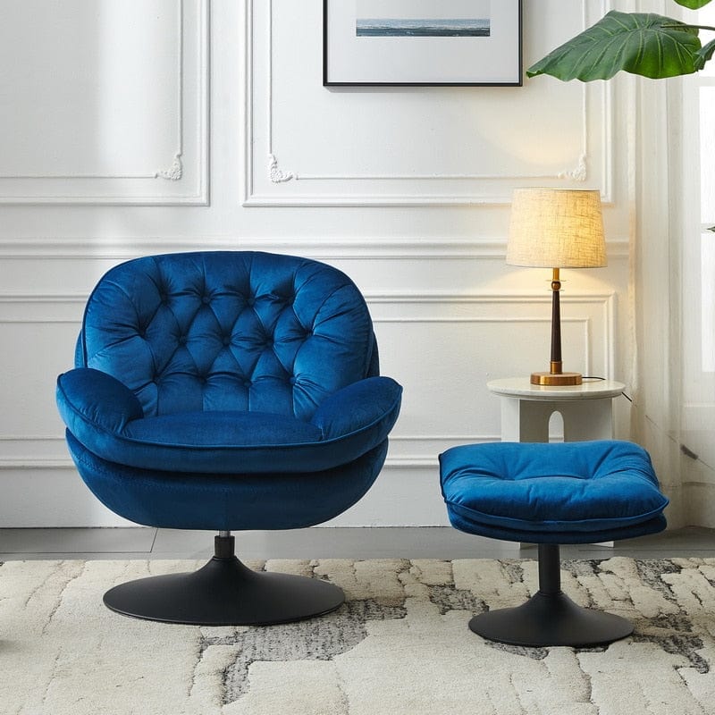 Chair Velvet Swivel Chair and Ottoman | Velvet Reading Chair TipuHome