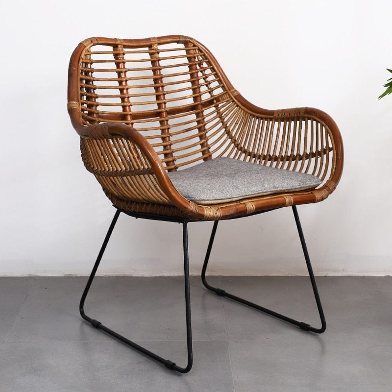 D-chair cushion Woven Rattan Accent Chair | Indoor / Outdoor Wicker Chair TipuHome