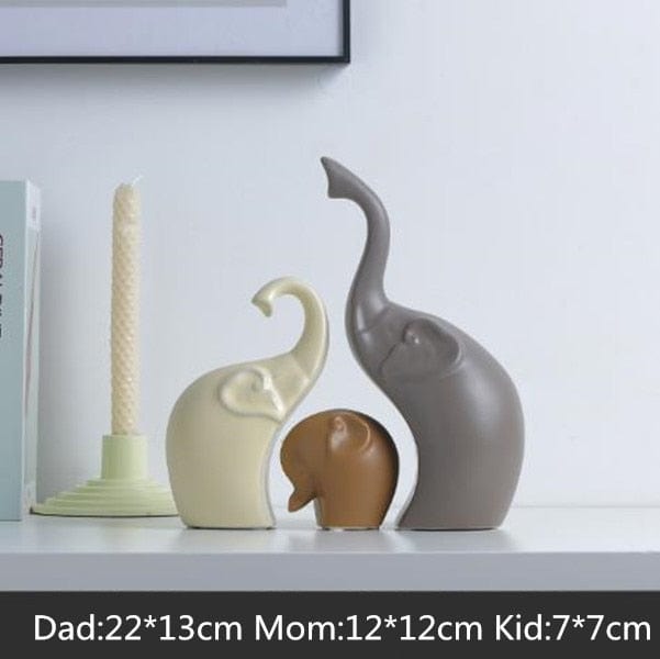 Figurine Elephants Family Modern Ceramic Animal Figurines TipuHome