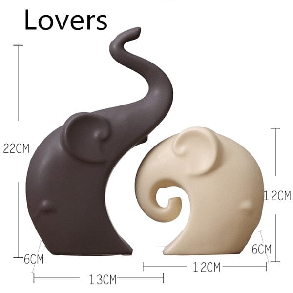 Figurine Elephants Lovers Modern Ceramic Animal Figurines TipuHome