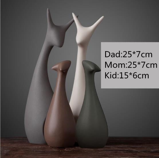 Figurine Four Deers Family Modern Ceramic Animal Figurines TipuHome