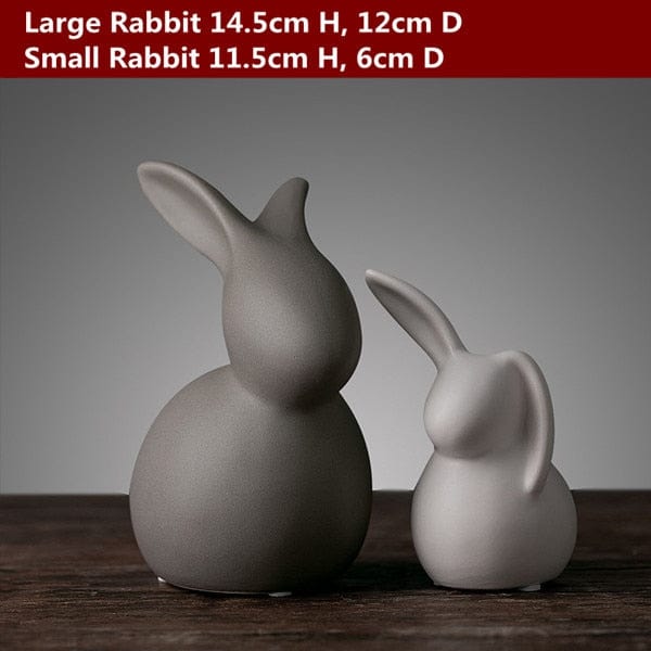 Figurine GreyIvory Rabbit Modern Ceramic Animal Figurines TipuHome