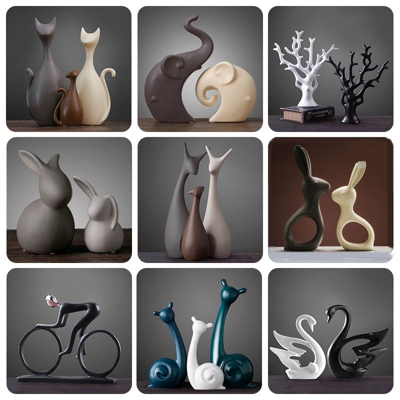 Figurine Modern Ceramic Animal Figurines TipuHome