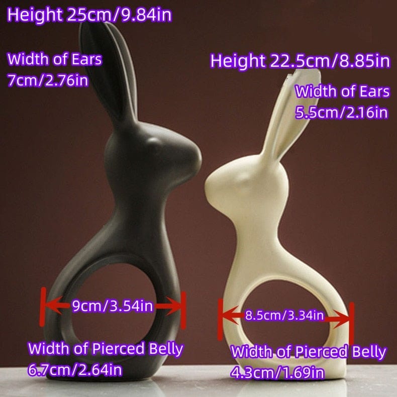 Figurine Pierced Rabbits Modern Ceramic Animal Figurines TipuHome