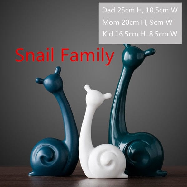 Figurine The Snails Modern Ceramic Animal Figurines TipuHome