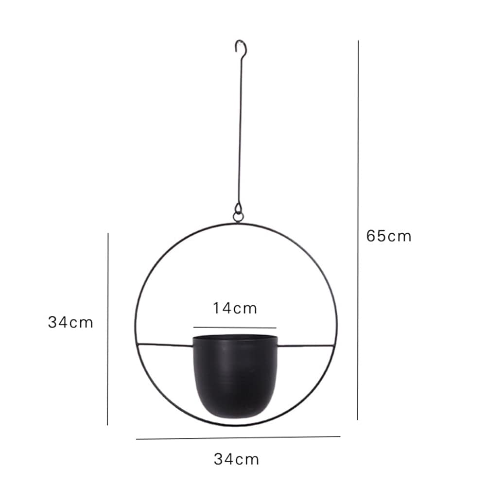 Planter Black Round Modern Boho Planter | Round Metal Hanging Flower Pot TipuHome