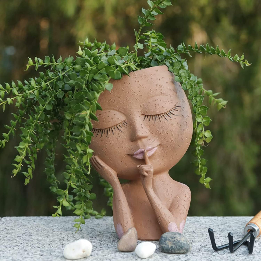 Planter Brown Face Flower Planter Pot | Head Planter TipuHome