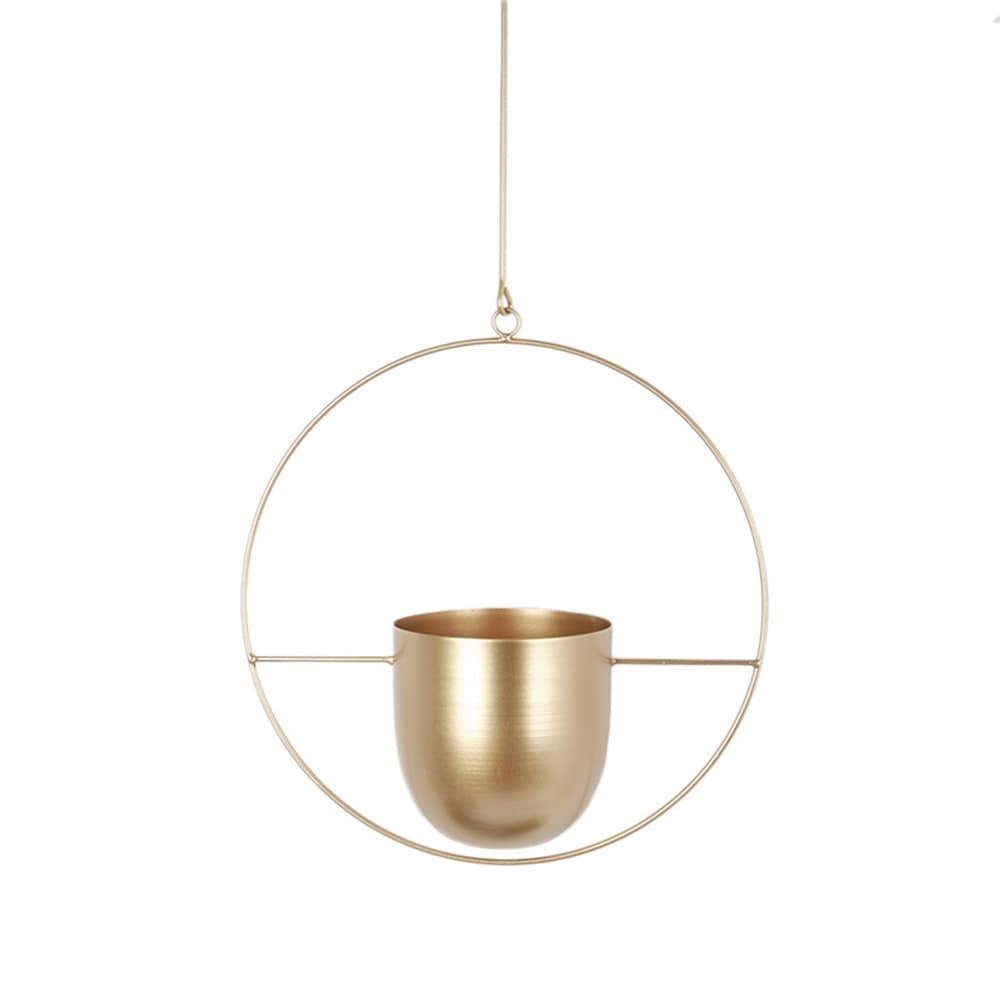 Planter Gold Round Modern Boho Planter | Round Metal Hanging Flower Pot TipuHome