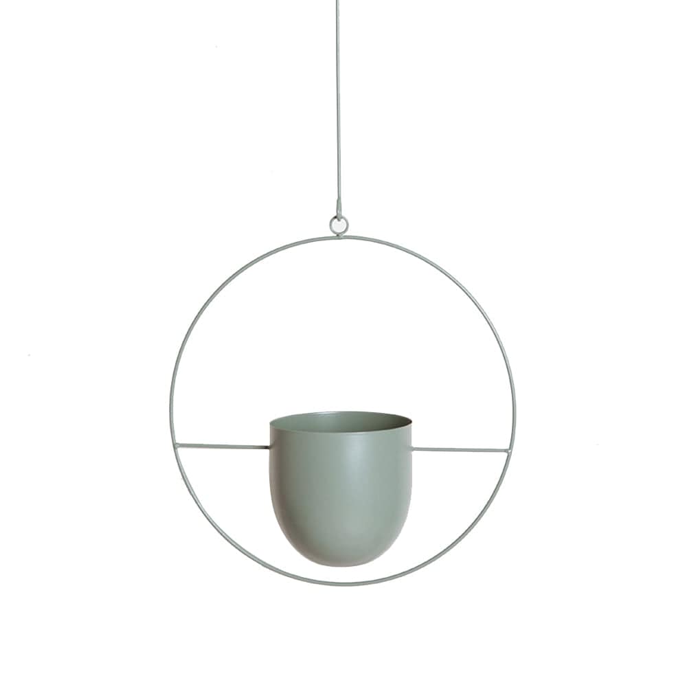 Planter Green Round Modern Boho Planter | Round Metal Hanging Flower Pot TipuHome