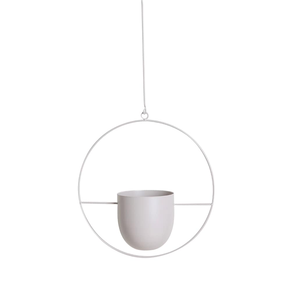 Planter Light gray Round Modern Boho Planter | Round Metal Hanging Flower Pot TipuHome