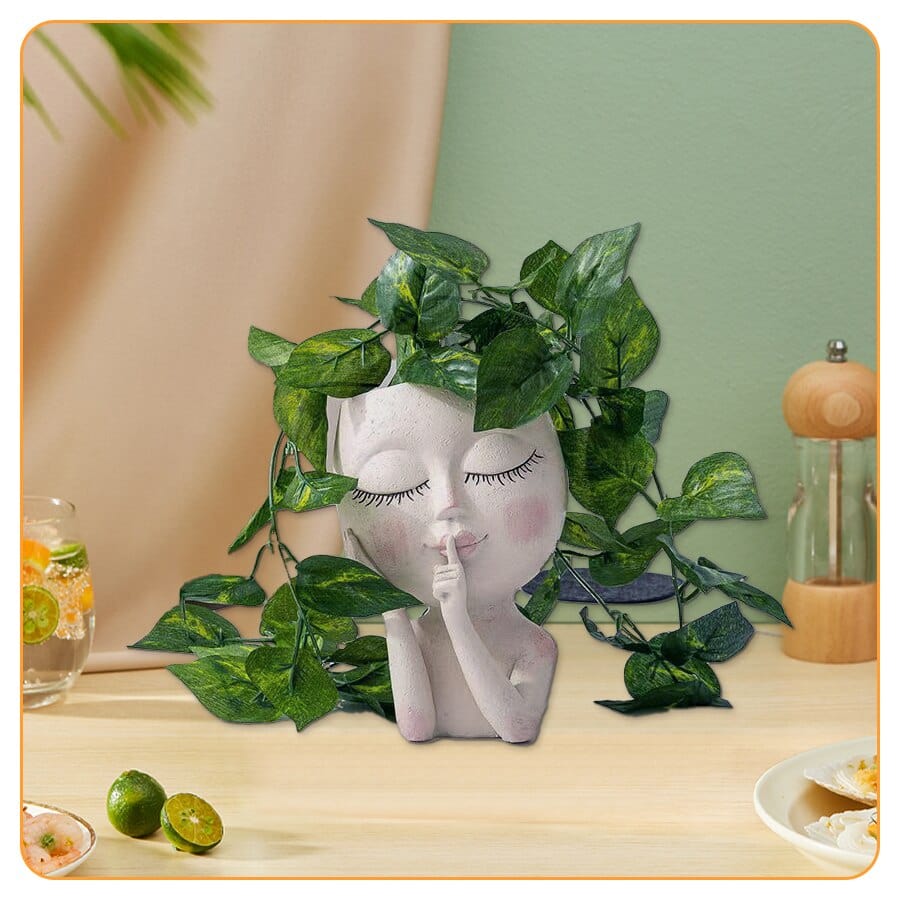 Planter Light grey Face Flower Planter Pot | Head Planter TipuHome