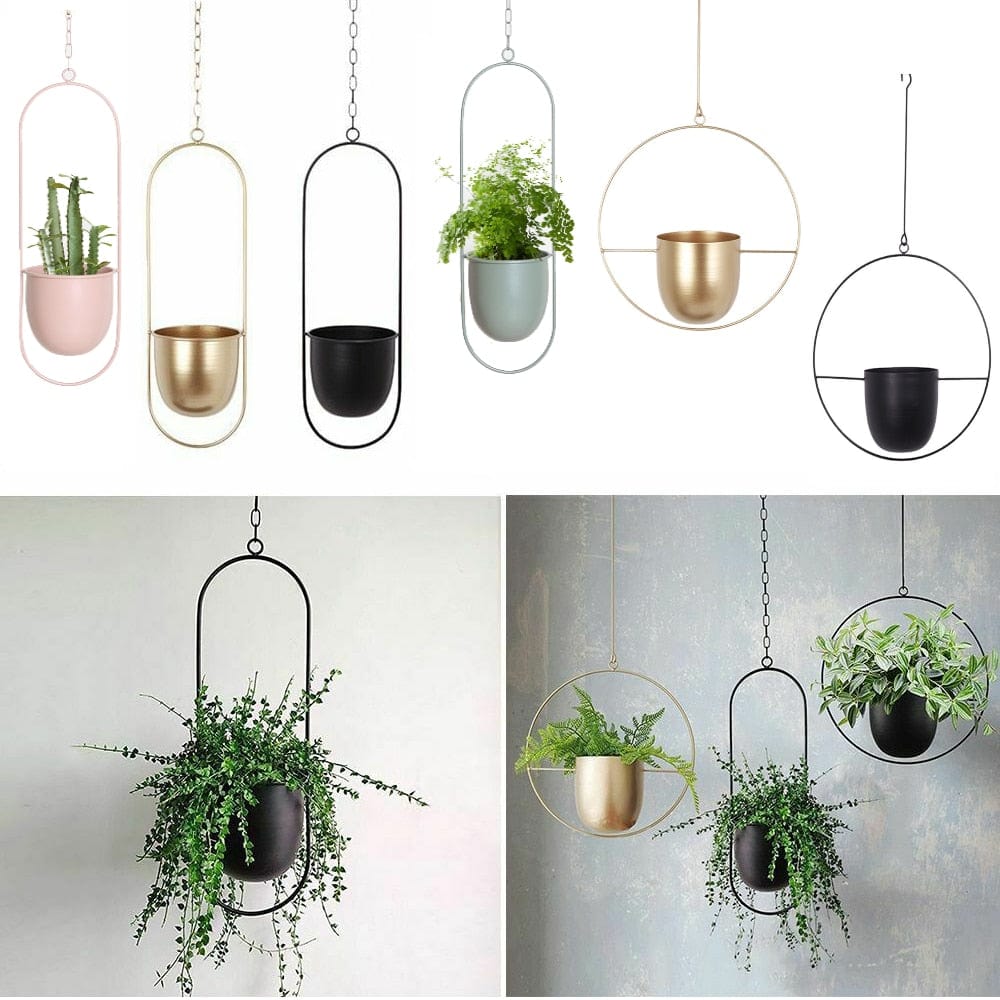 Planter Modern Boho Planter | Round Metal Hanging Flower Pot TipuHome