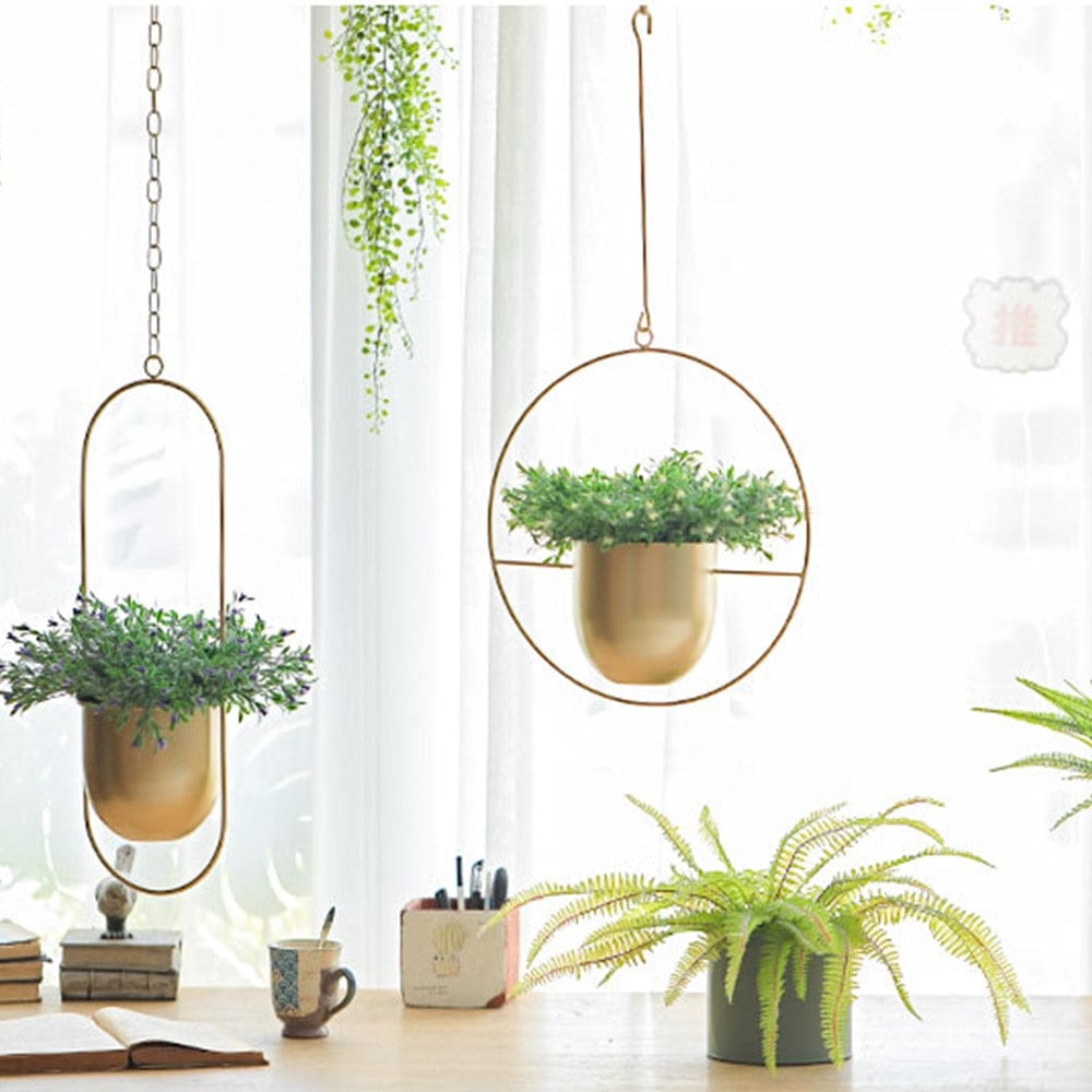 Planter Modern Boho Planter | Round Metal Hanging Flower Pot TipuHome