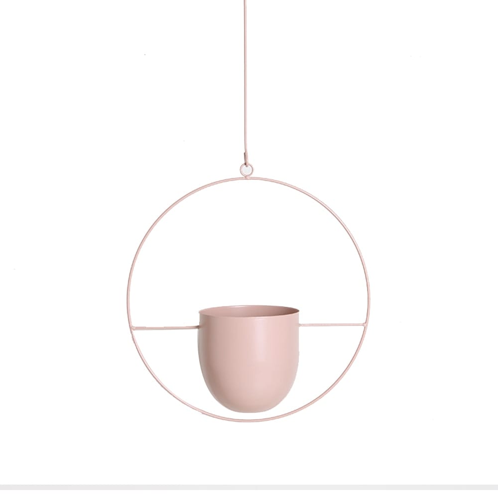 Planter Pink Round Modern Boho Planter | Round Metal Hanging Flower Pot TipuHome