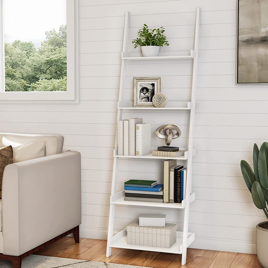 Shelf 5-Tier Ladder Leaning Shelf | Leaning Ladder Shelves TipuHome