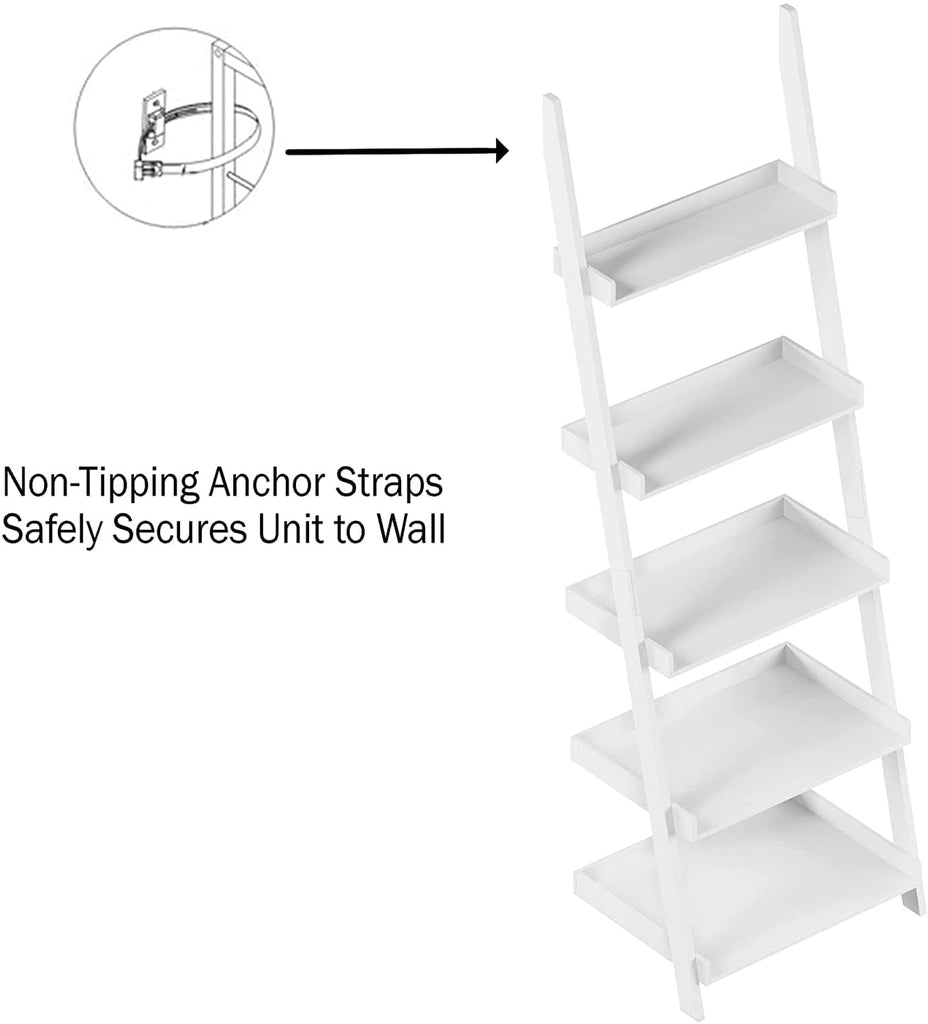 Shelf 5-Tier Ladder Leaning Shelf | Leaning Ladder Shelves TipuHome