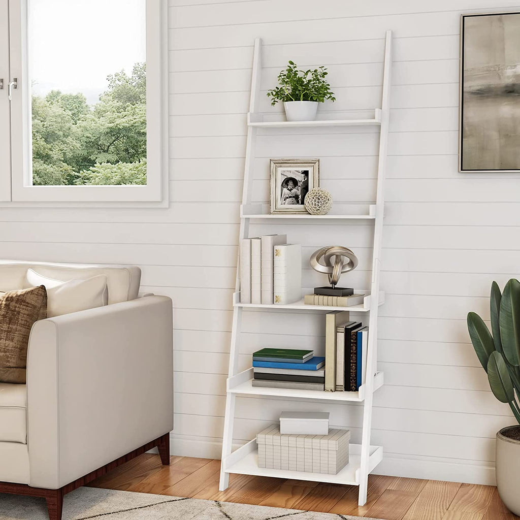 Shelf 5-Tier Ladder Leaning Shelf | Leaning Ladder Shelves TipuHome