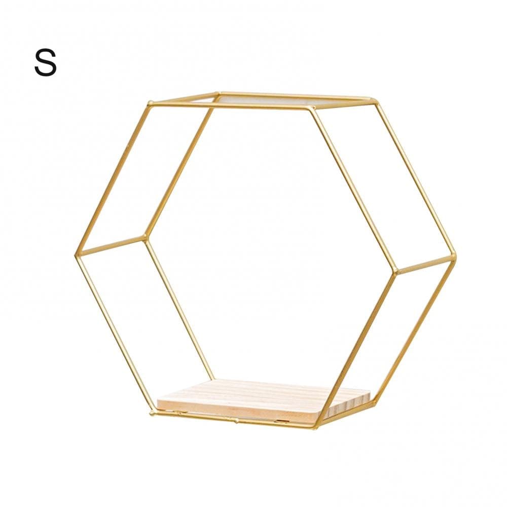 Shelf Golden S Hexagonal Iron Shelf | Iron and Wood Hex Shelf TipuHome