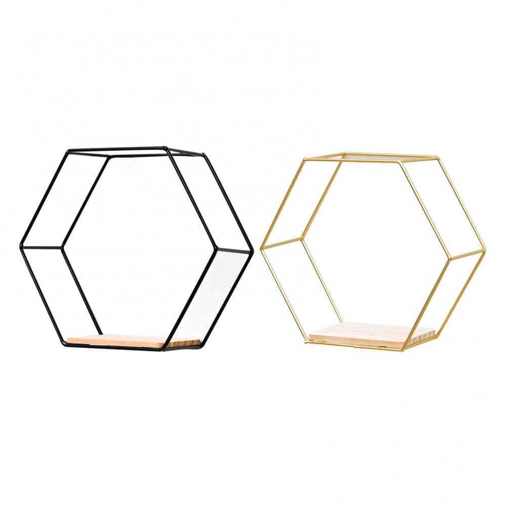 Shelf Hexagonal Iron Shelf | Iron and Wood Hex Shelf TipuHome