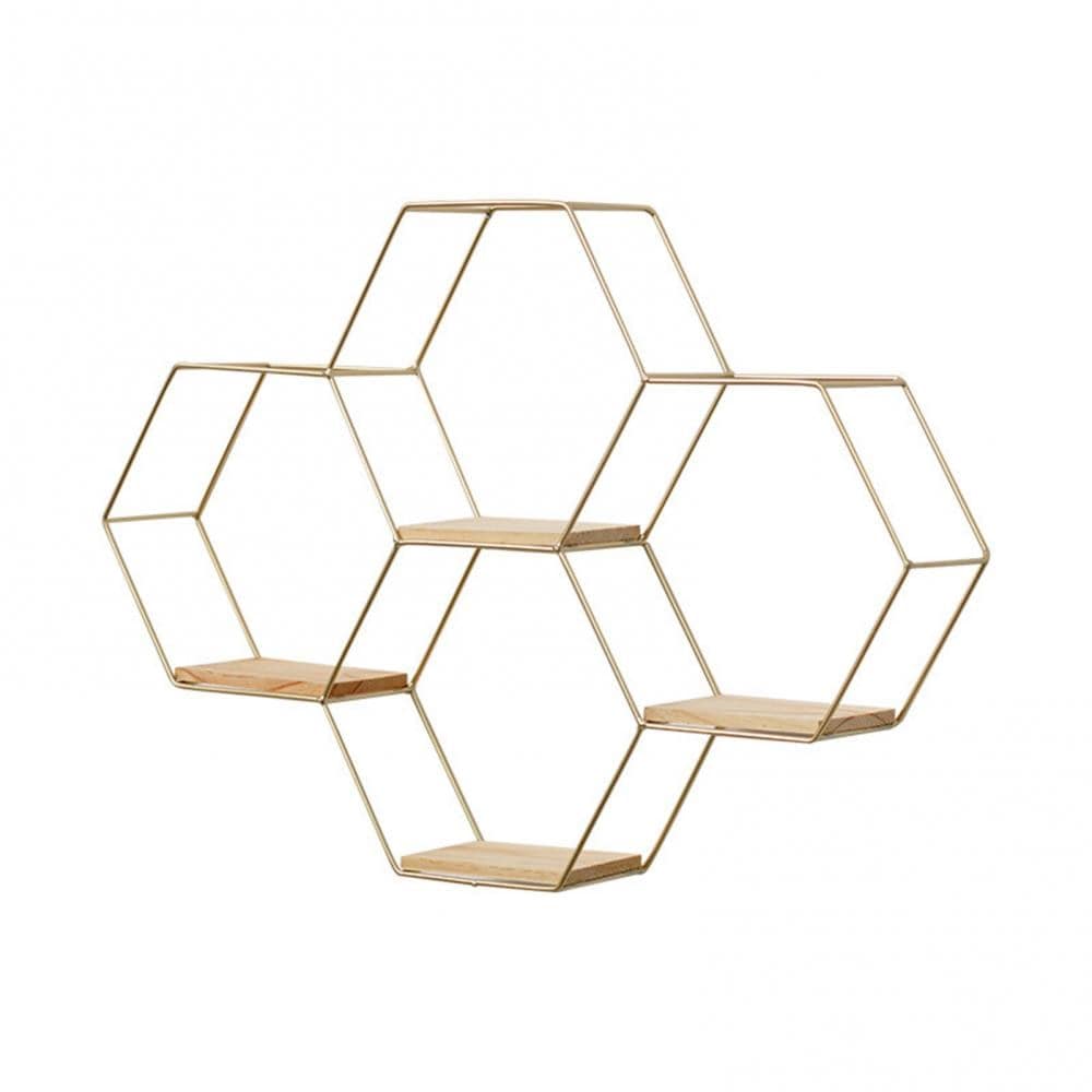 Shelf Hexagonal Iron Shelf | Iron and Wood Hex Shelf TipuHome