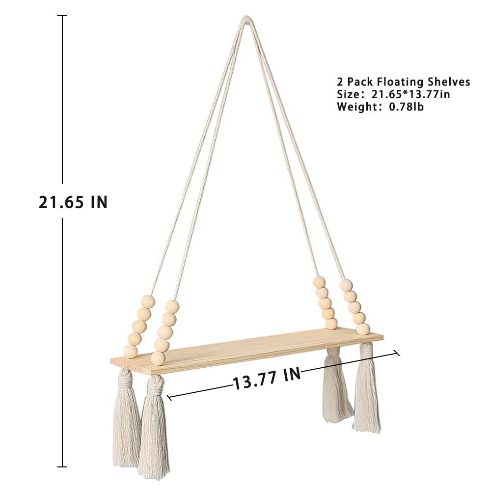 Shelf Macrame Wood Shelf | Woven Wall Hanging Board Shelf TipuHome