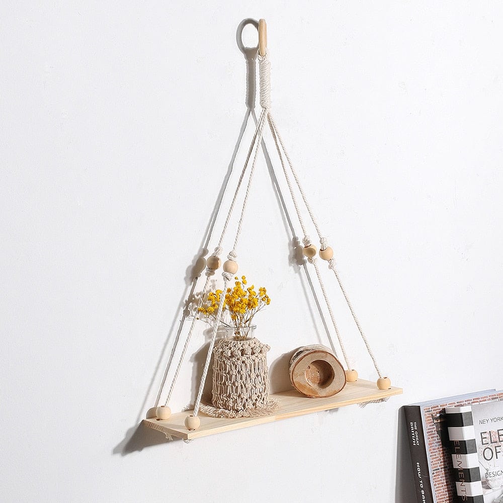 Shelf shelf b Macrame Wood Shelf | Woven Wall Hanging Board Shelf TipuHome