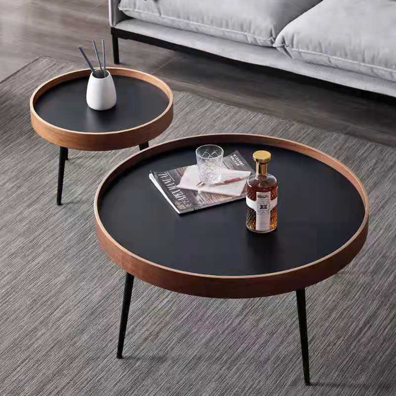 Table Dia 40cm Height 40cm-02 Round Walnut Coffee Table | Minimalist Side Table TipuHome