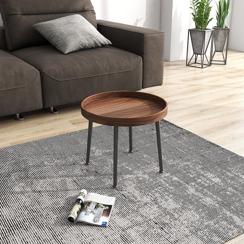 Table Dia 40cm Height 40cm Round Walnut Coffee Table | Minimalist Side Table TipuHome