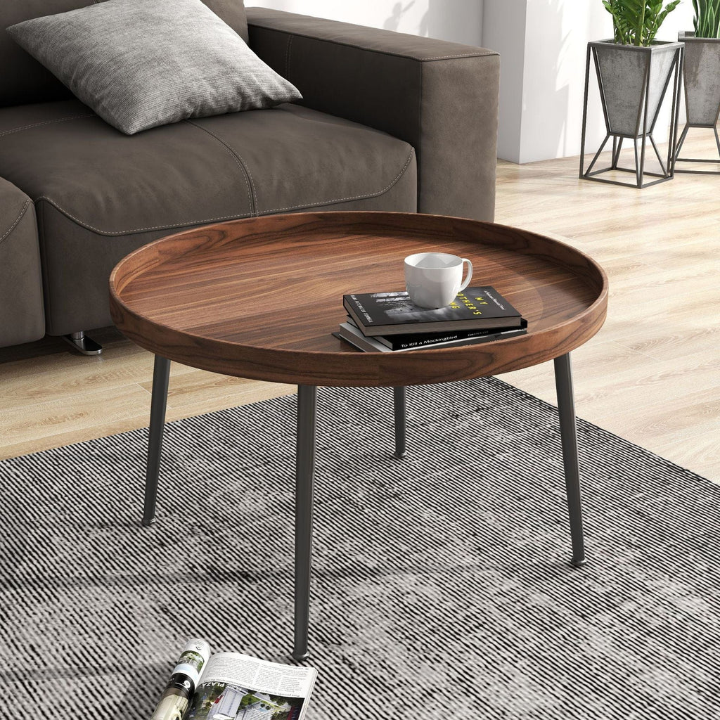 Table Dia 50cm Height 40cm Round Walnut Coffee Table | Minimalist Side Table TipuHome