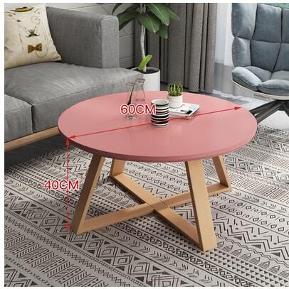 Table Pink Small Solid Wood Round Coffee Table | Round Side Table TipuHome