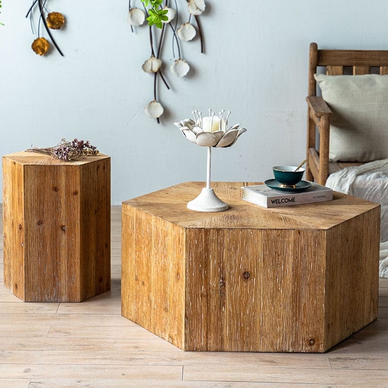 Table Retro Coffee Table | Polygon Natural Wood Coffee Table TipuHome