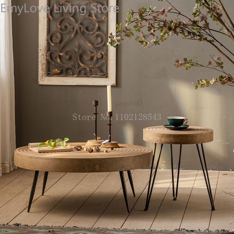 Table Round Natural Wood Coffee Table | Round Wood Side Table TipuHome