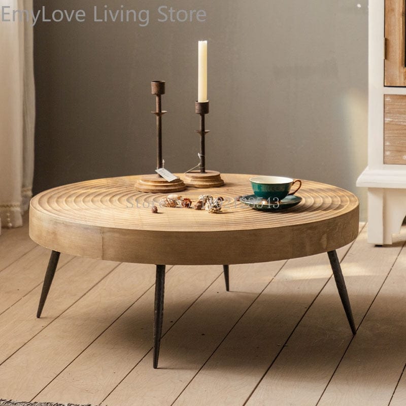 Table Round Natural Wood Coffee Table | Round Wood Side Table TipuHome