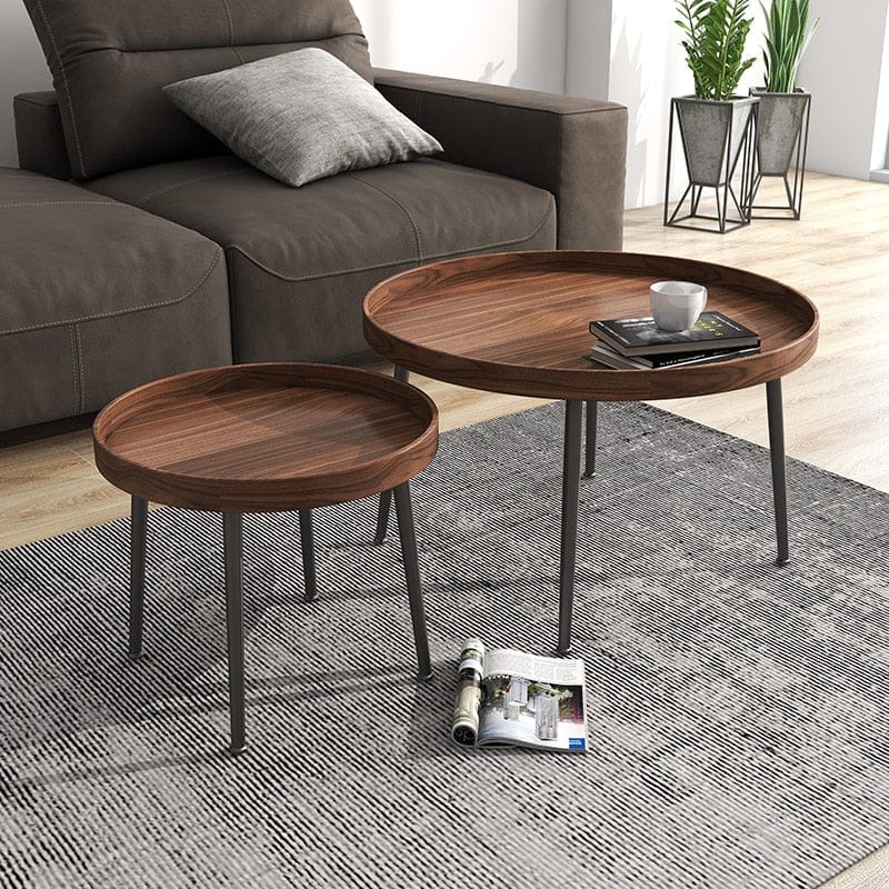 Table Round Walnut Coffee Table | Minimalist Side Table TipuHome