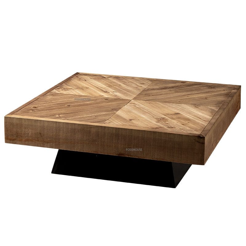 Table Small - 19.7" x 19.7" x 21.7" Square Natural Wood Coffee Table | Chevron TipuHome