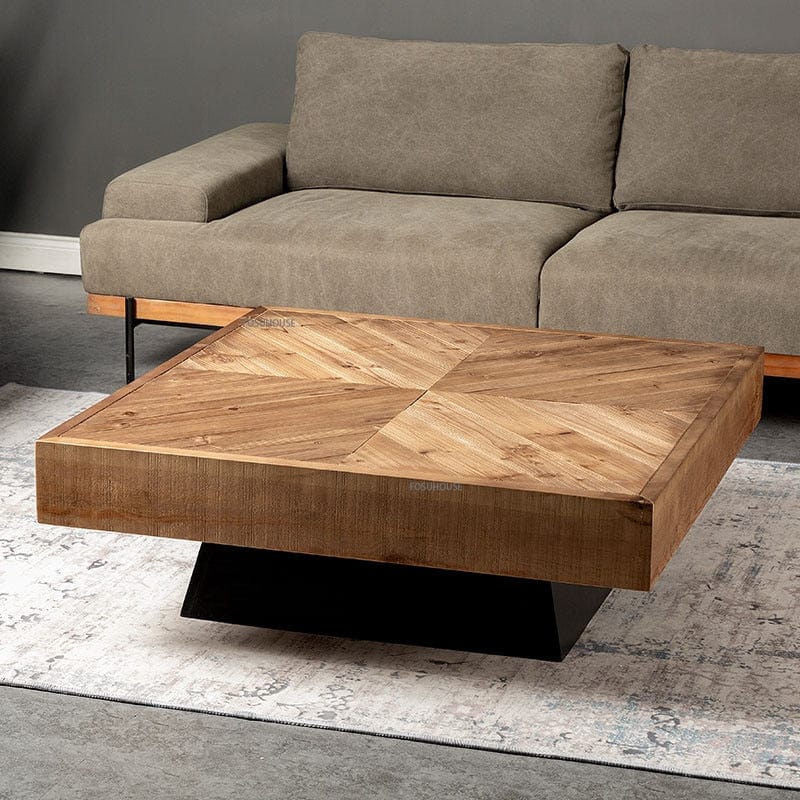 Table Square Natural Wood Coffee Table | Chevron TipuHome