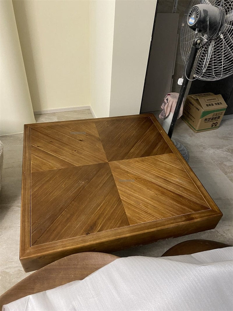 Table Square Natural Wood Coffee Table | Chevron TipuHome