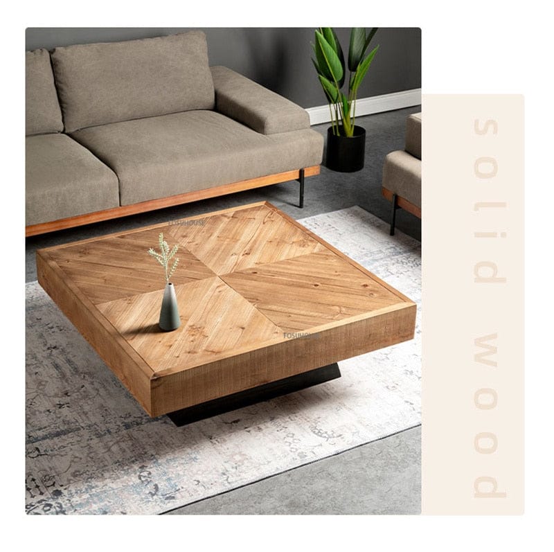 Table Square Natural Wood Coffee Table | Chevron TipuHome