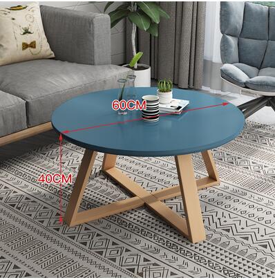 Table Teal Small Solid Wood Round Coffee Table | Round Side Table TipuHome