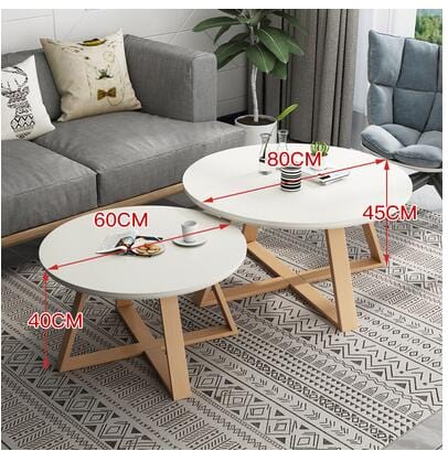 Table White Small + Large Set Solid Wood Round Coffee Table | Round Side Table TipuHome