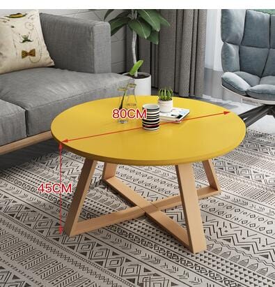 Table Yellow Large Solid Wood Round Coffee Table | Round Side Table TipuHome