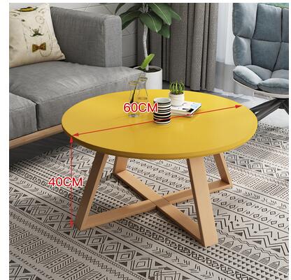 Table Yellow Small Solid Wood Round Coffee Table | Round Side Table TipuHome