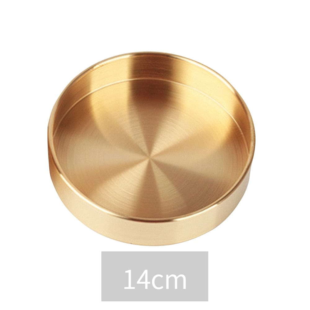 Tray Gold - M Round Gold Tray | Stainless Steel Serving Tray TipuHome